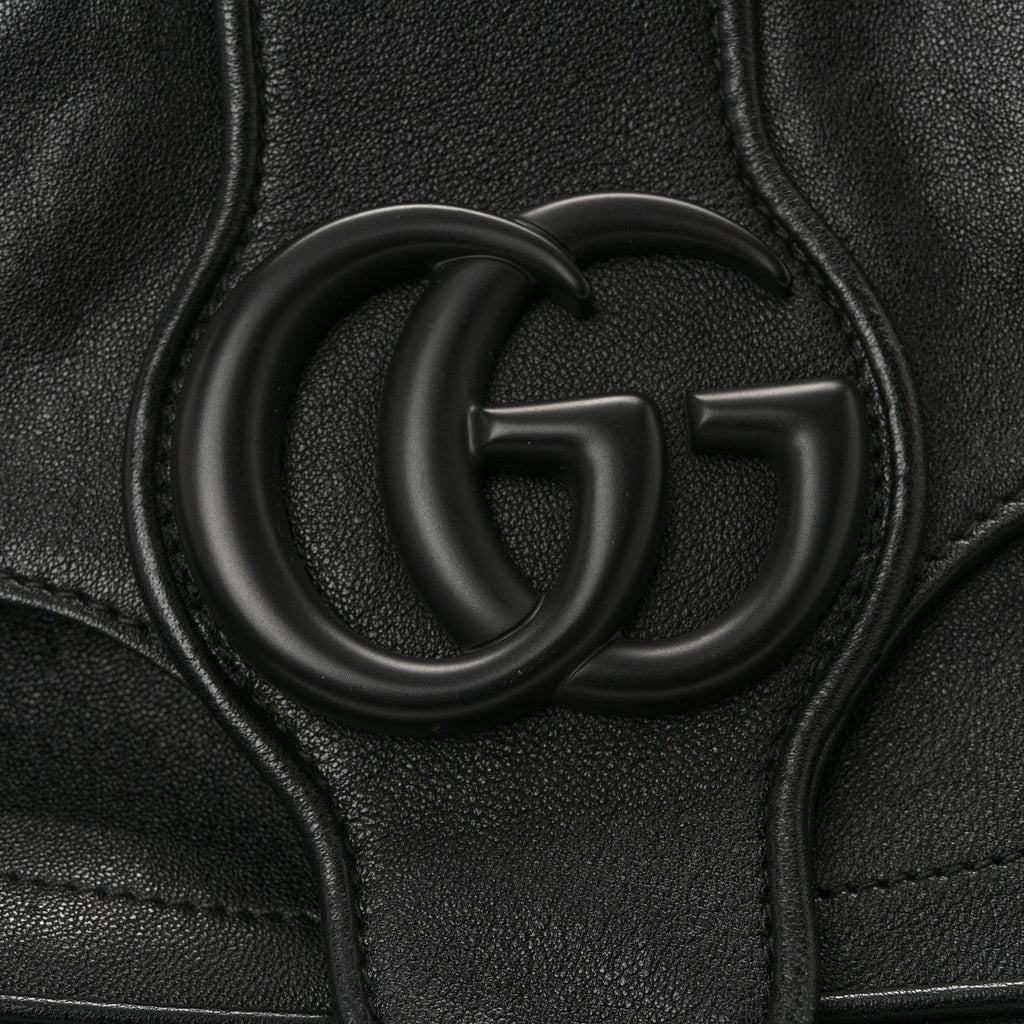 Goatskin Small GG Monochrome Aphrodite Shoulder Bag Black