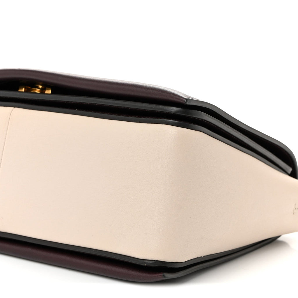 Shiny Smooth Calfskin Medium Frame Shoulder Bag Velvet Desert