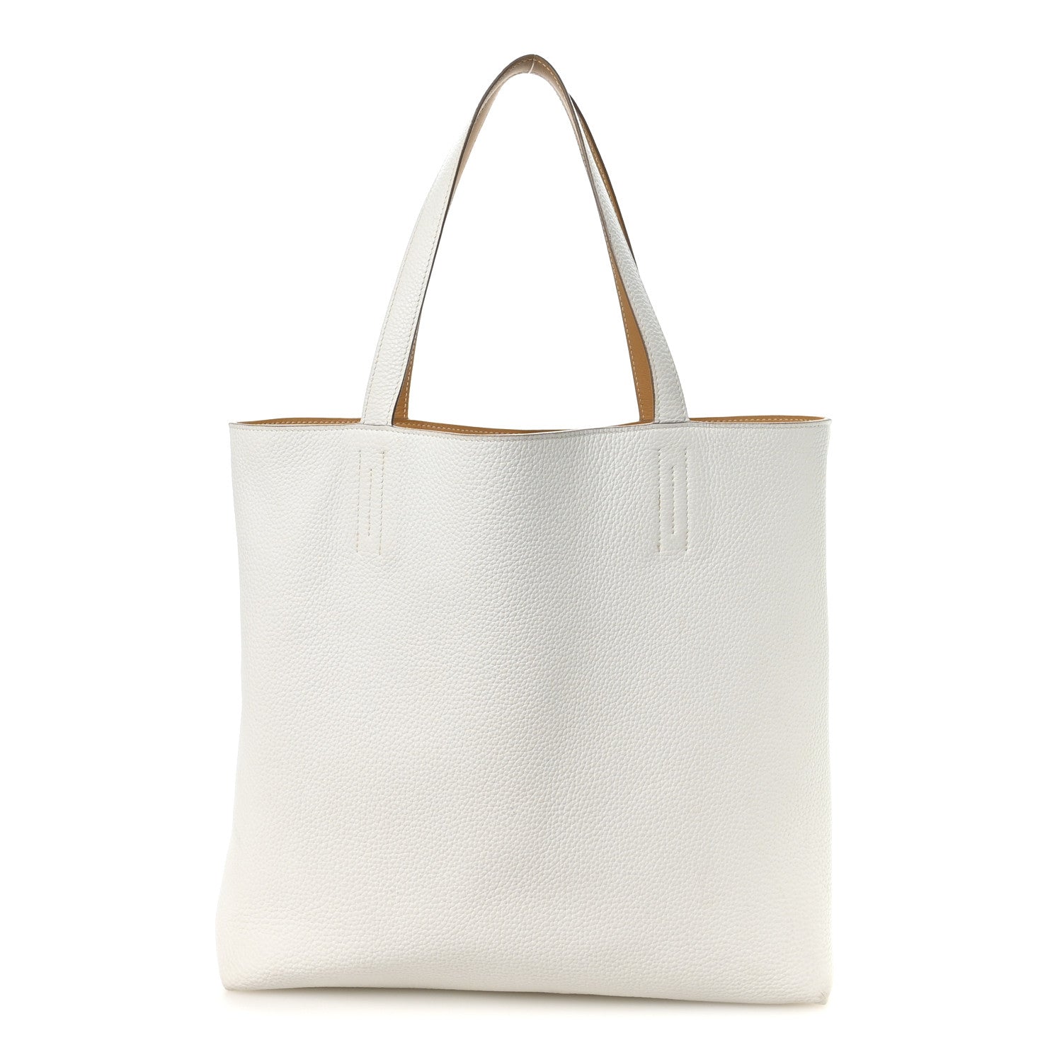 Taurillon Clemence Double Sens 45 Reversible Tote White Sable