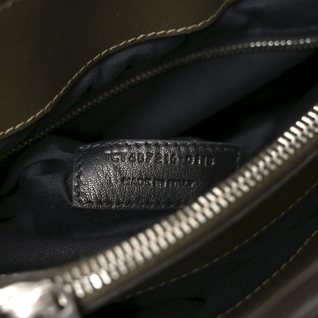 Calfskin Y Quilted Monogram Medium Loulou Chain Satchel Khaki Fonce