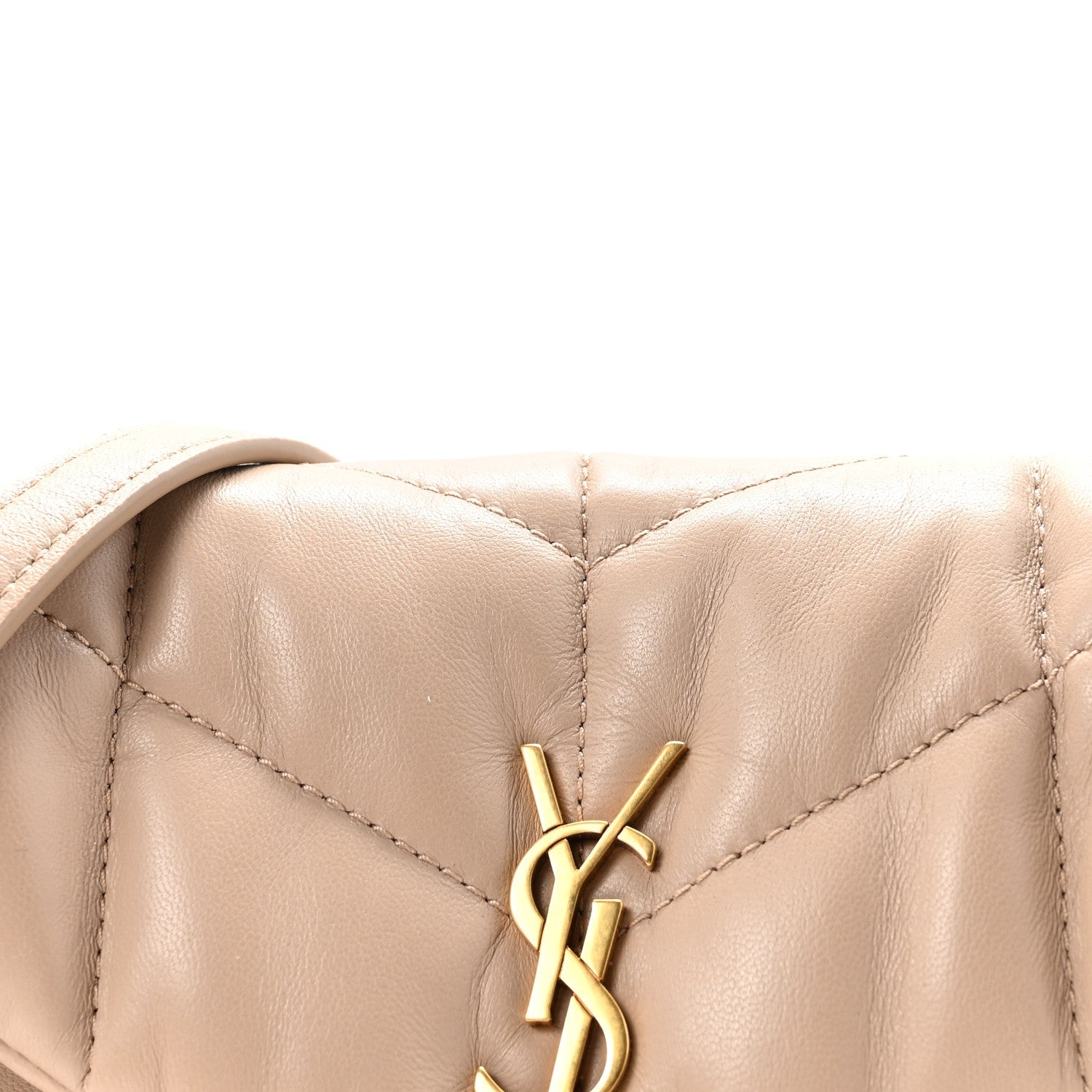 Lambskin Quilted Toy Loulou Puffer Monogram Chain Satchel Dark Beige