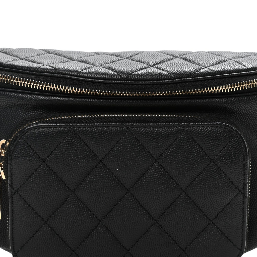 Caviar Quilted Business Affinity Waist Belt Bag Black