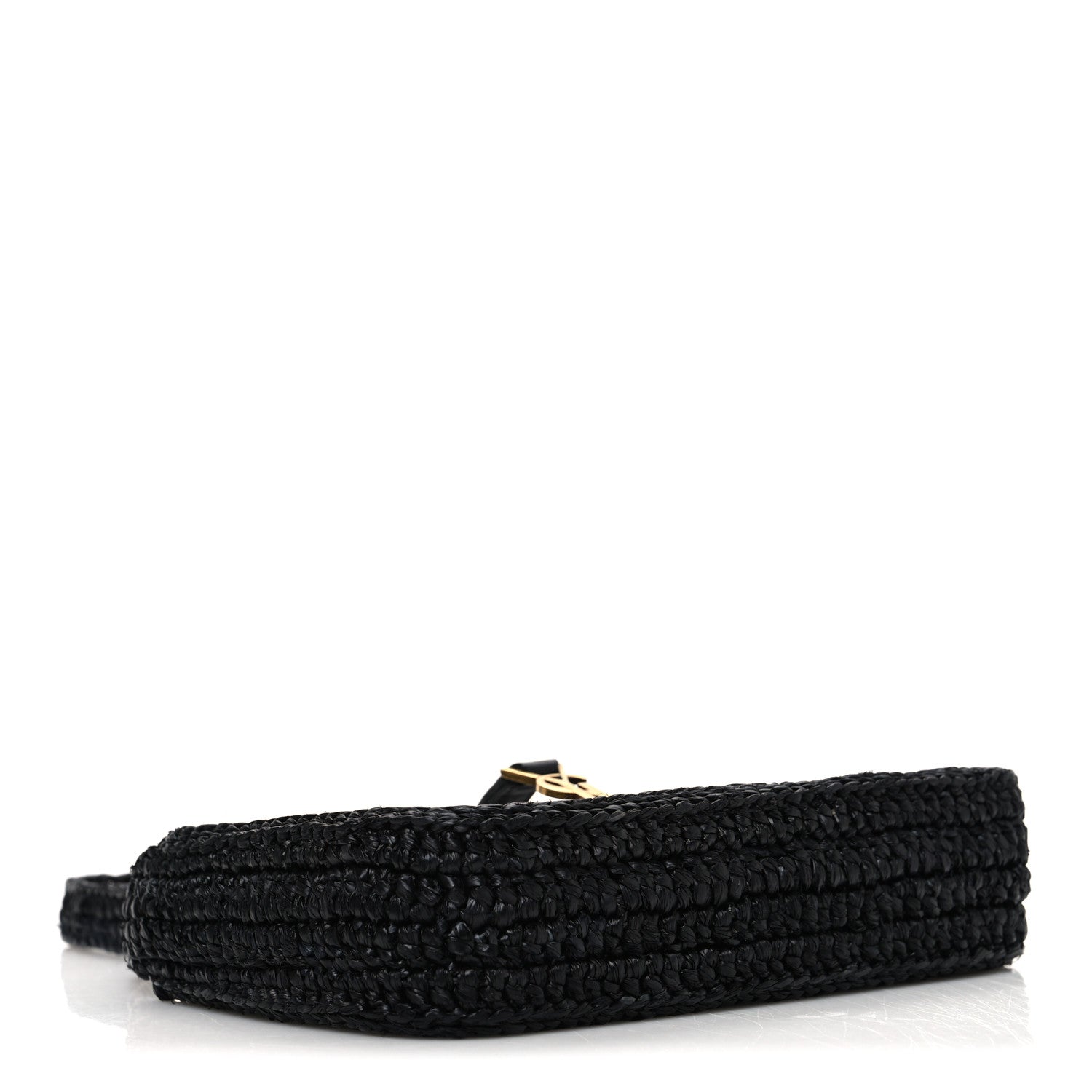 Raffia Calfskin Le 5 A 7 Mini Hobo Black