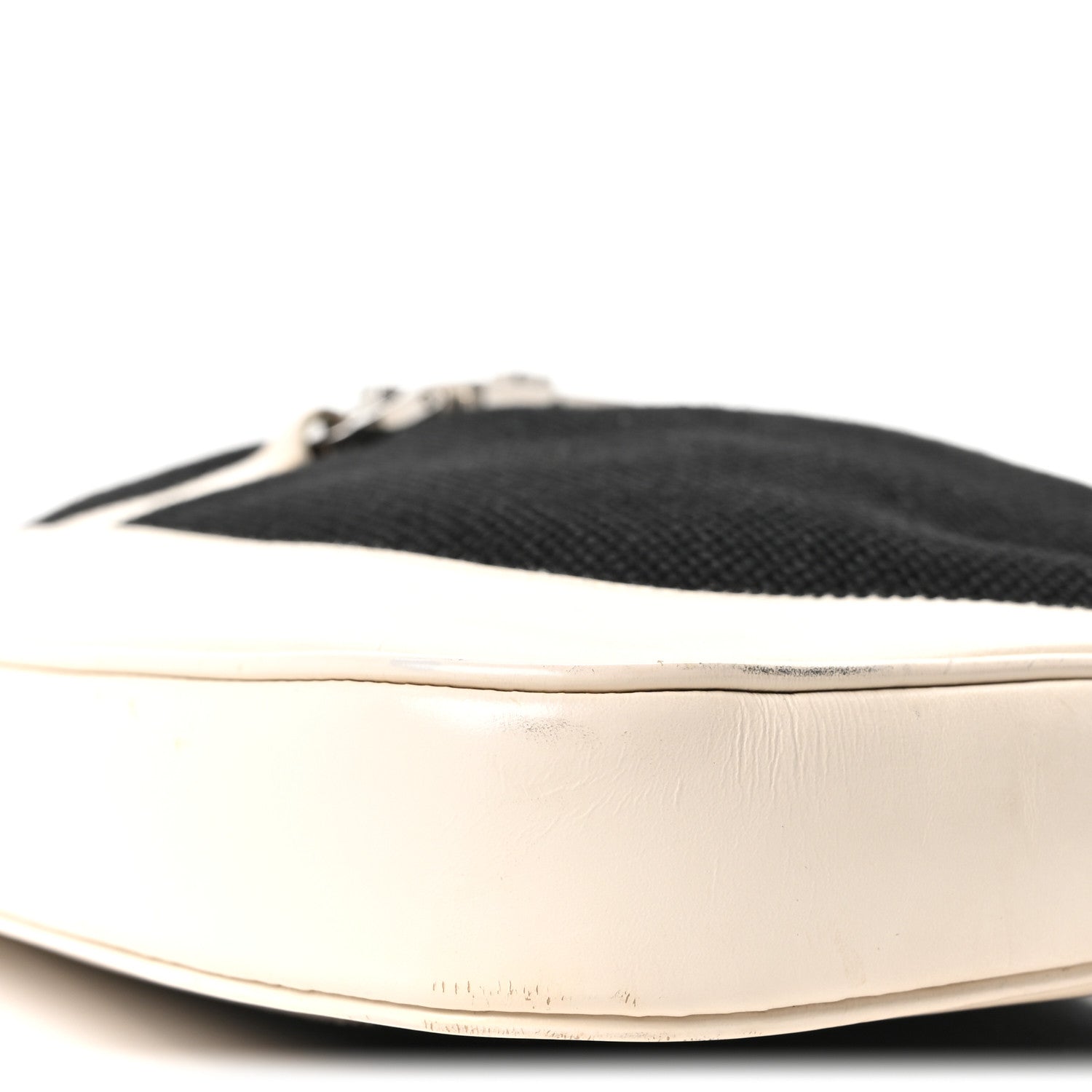 Canvas Calfskin Jackie O Chain Hobo White Black
