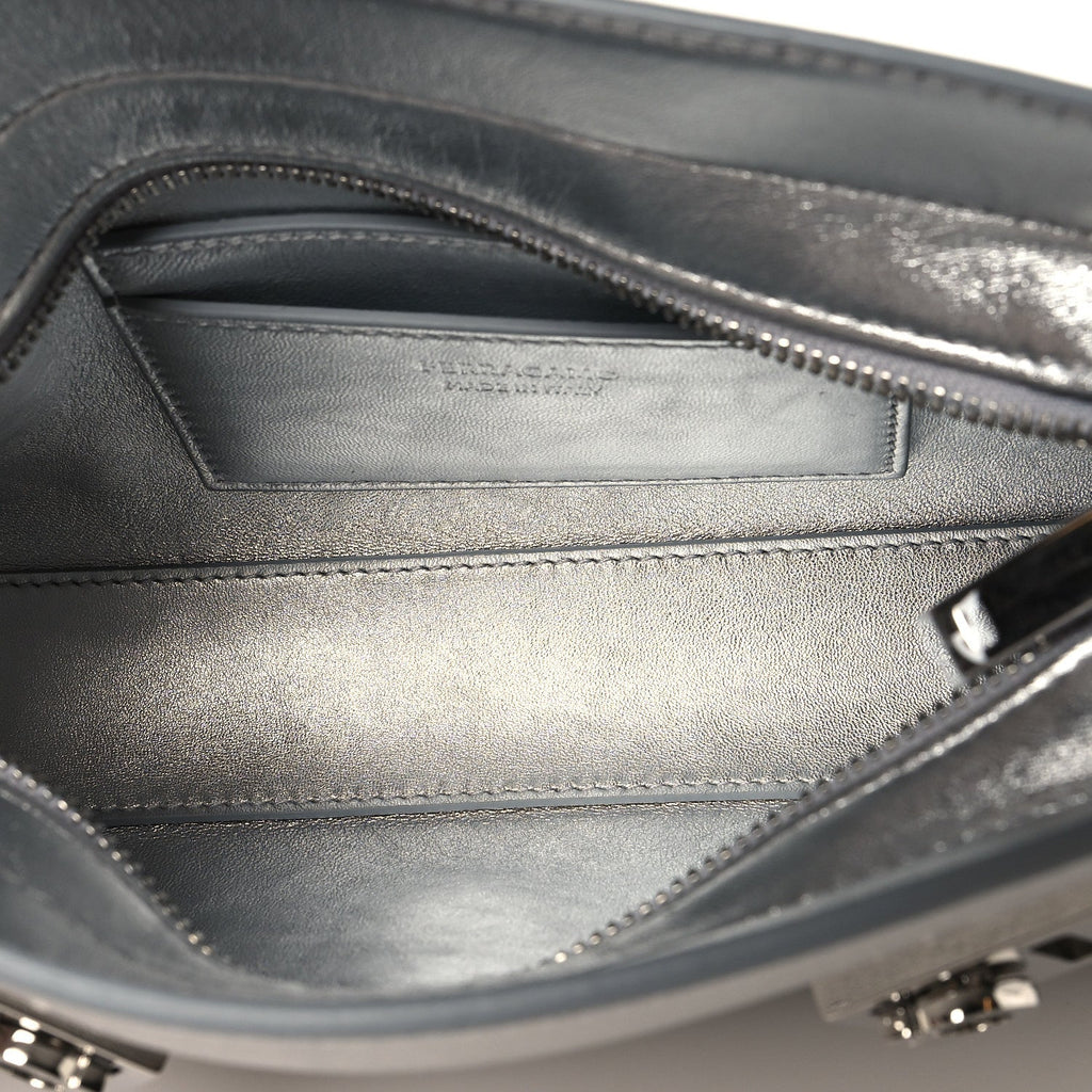 Metallic Lambskin Mini Hug Crossbody Bag Argento