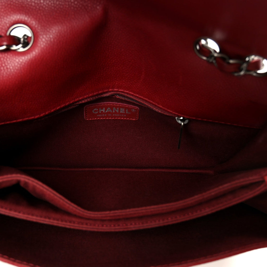 Caviar Quilted Flap With Chain Red