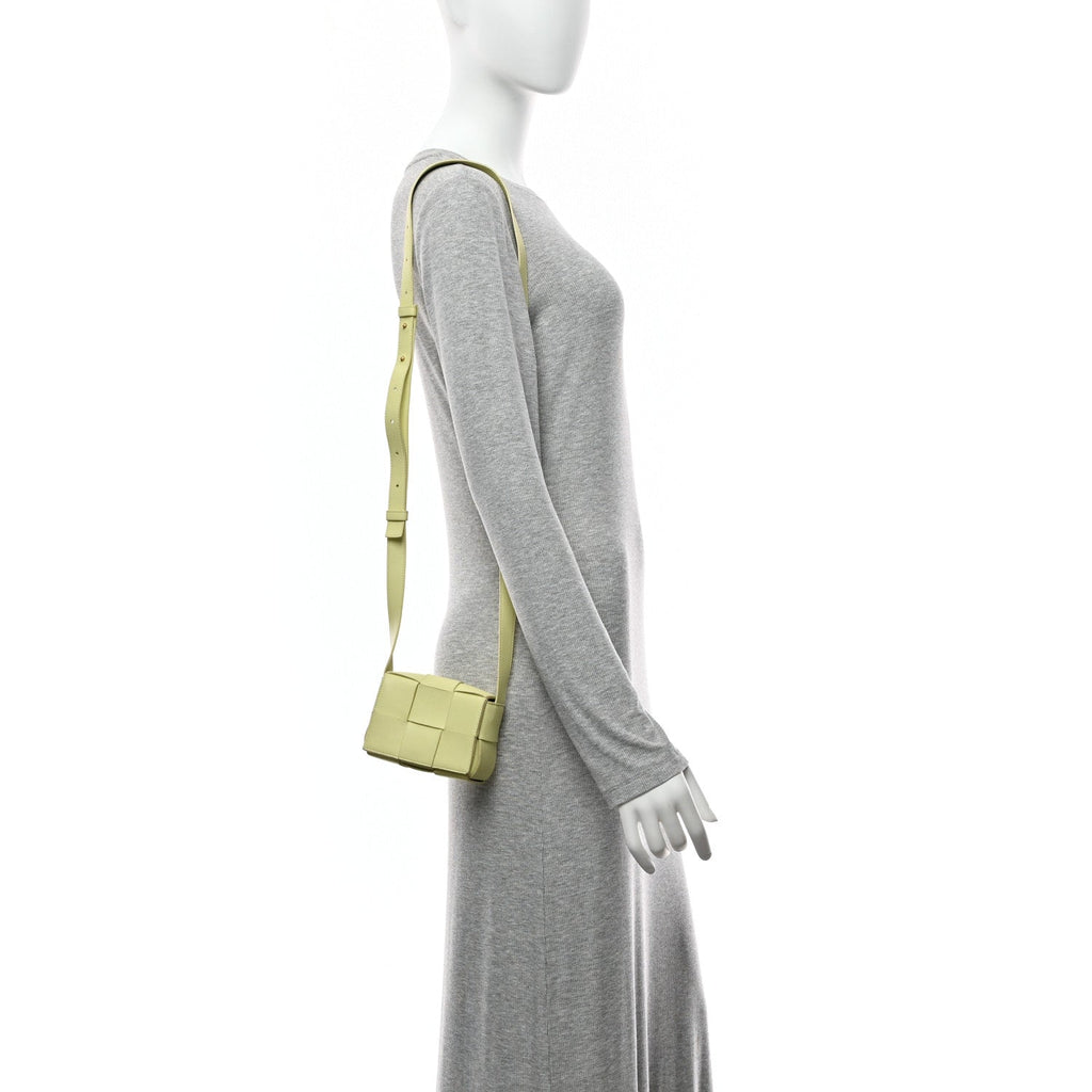 Lambskin Maxi Intrecciato Extra Mini Cassette Crossbody Bag Lemon Washed