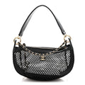 Mesh Shiny Lambskin Chain Hobo Black