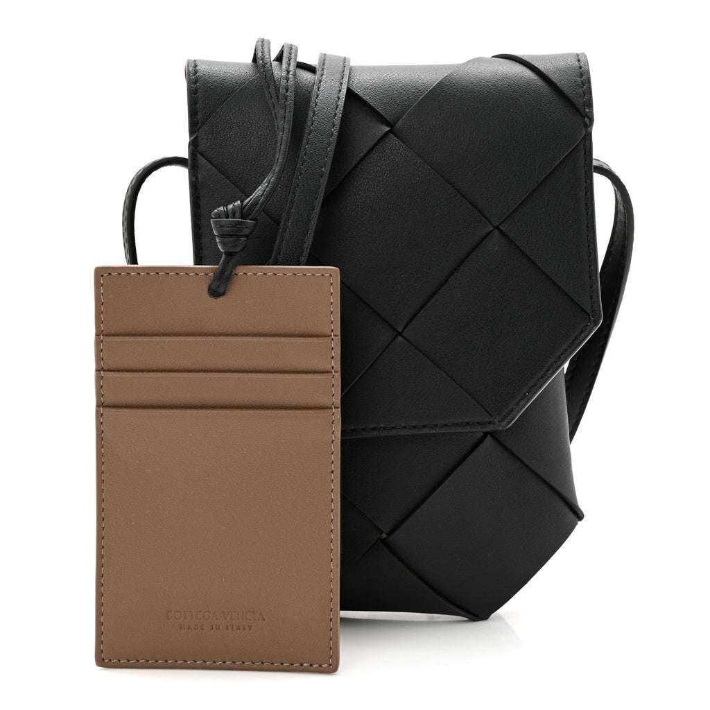 Nappa Maxi Intrecciato Diago Phone Pouch Black