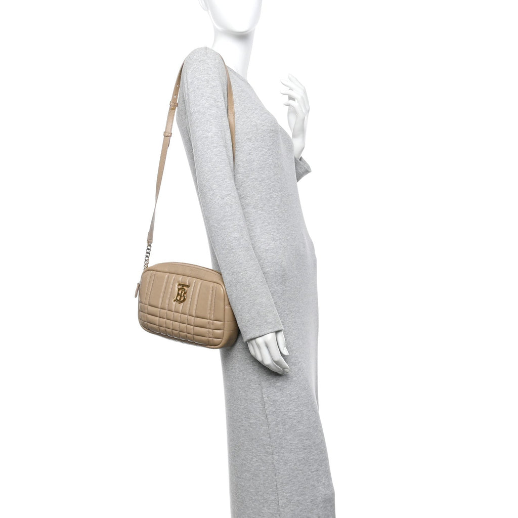 Lambskin Quilted Small Lola Camera Bag Oat Beige