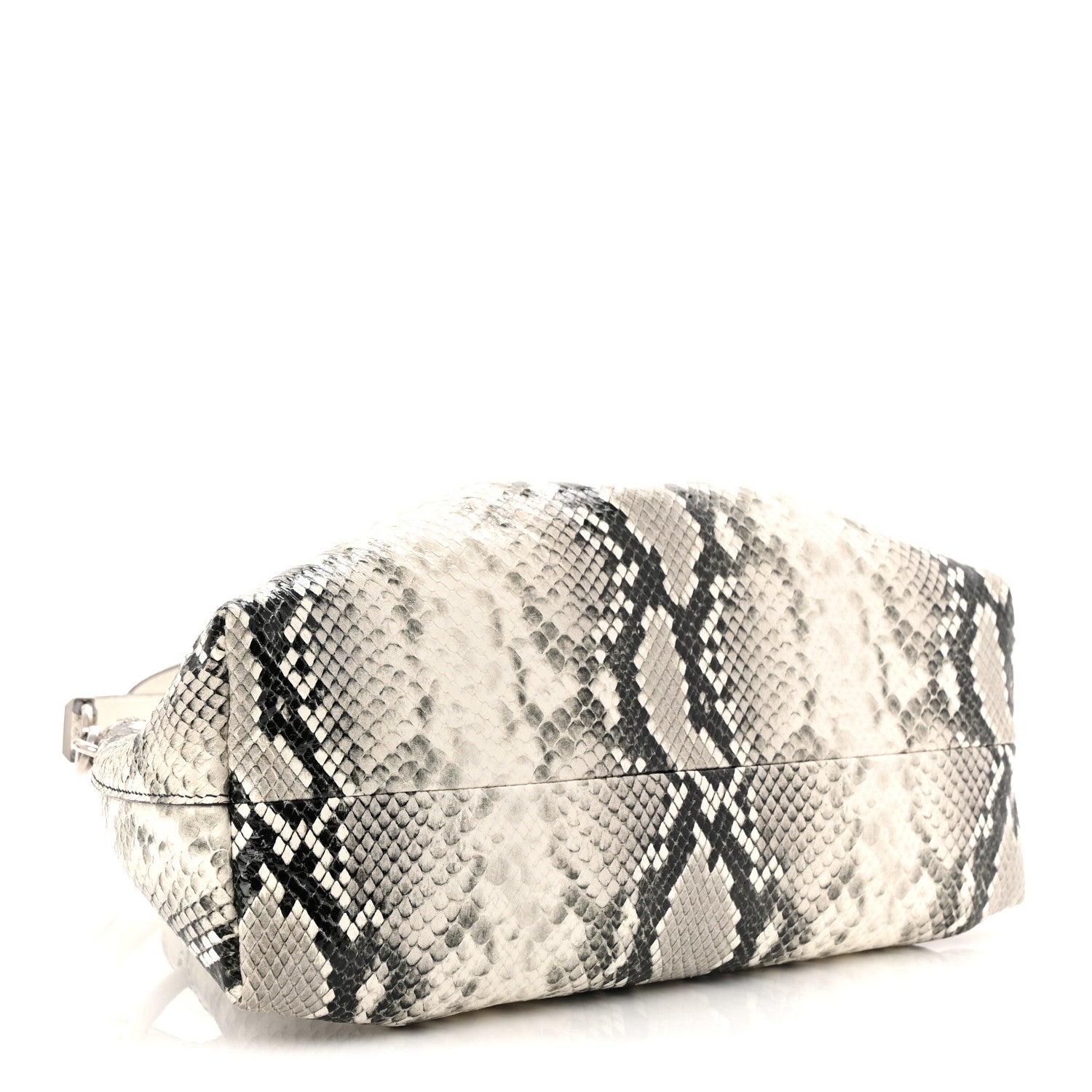 Calfskin Snakeskin Embossed Cinch M Bucket Bag Neutral