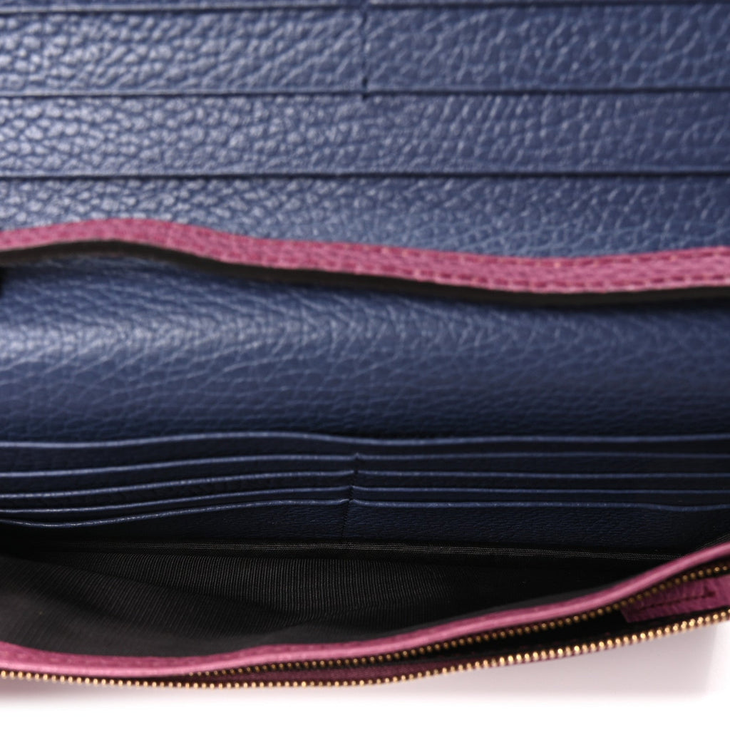 Dollar Calfskin Mini Swing Wallet Bag Purple