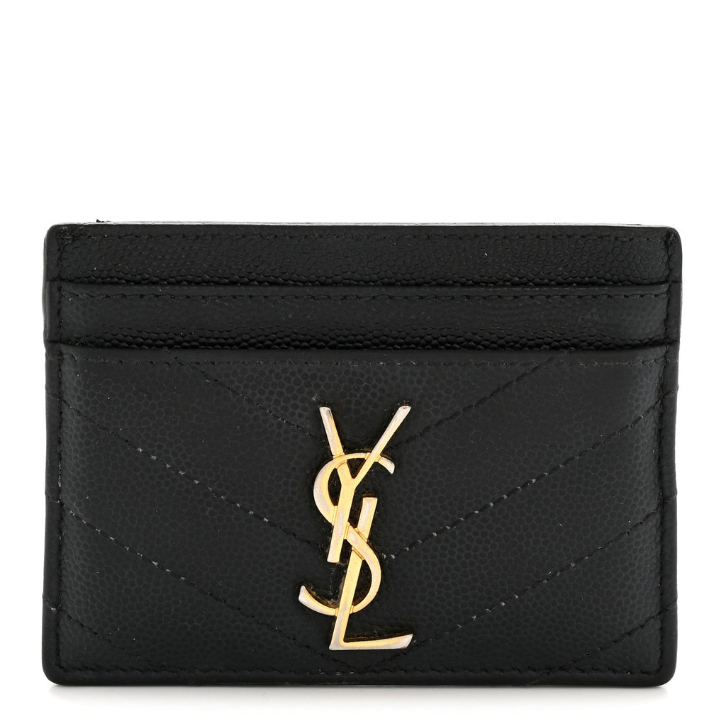 Grain De Poudre Matelasse Chevron Monogram Credit  Case Black