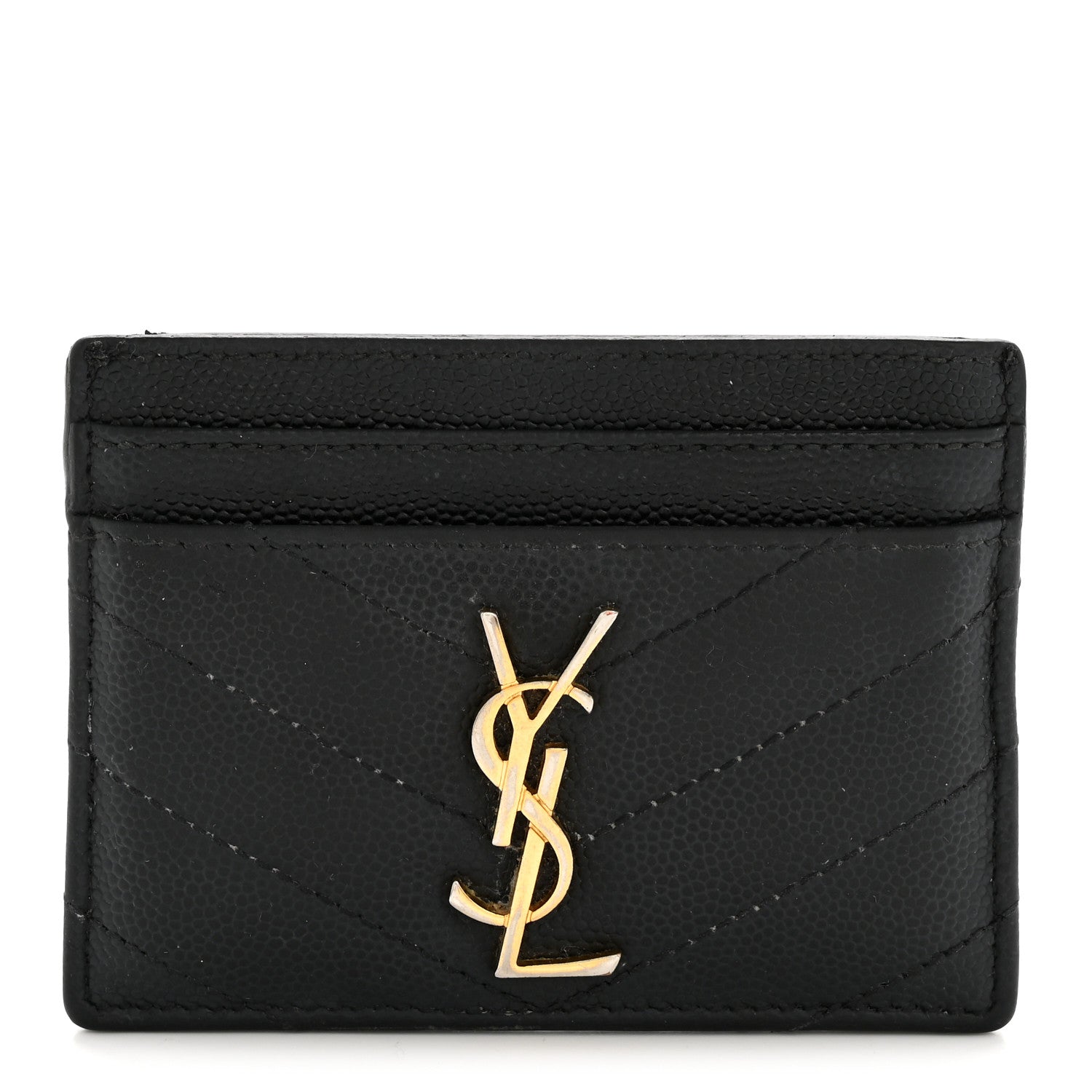 Grain De Poudre Matelasse Chevron Monogram Credit  Case Black