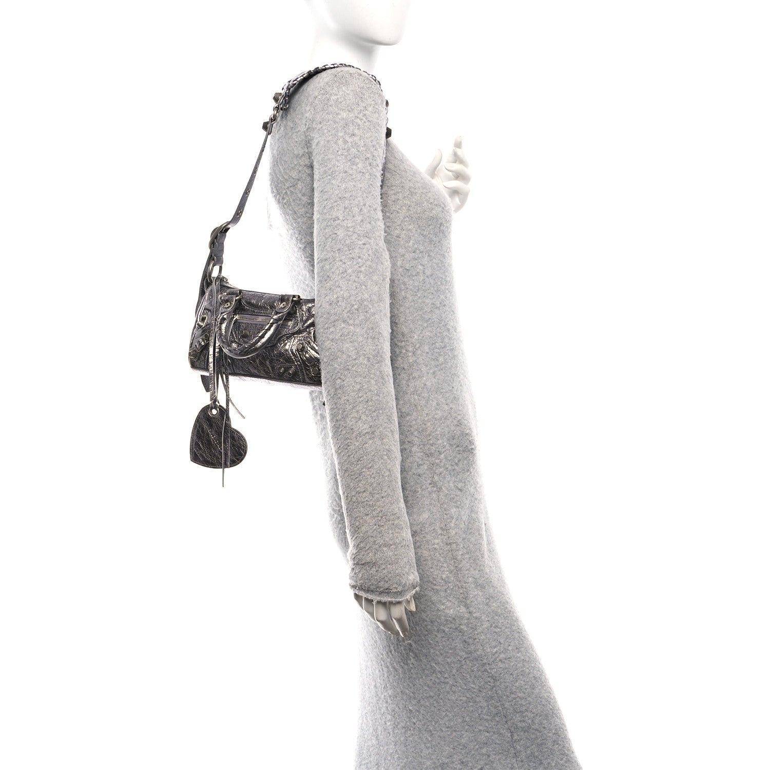 Metallic Agneau Arena Mini Le Cagole Duffle Crossbody Bag Silver