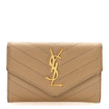Grain De Poudre Matelasse Chevron Small Monogram Envelope Wallet Dark Latte