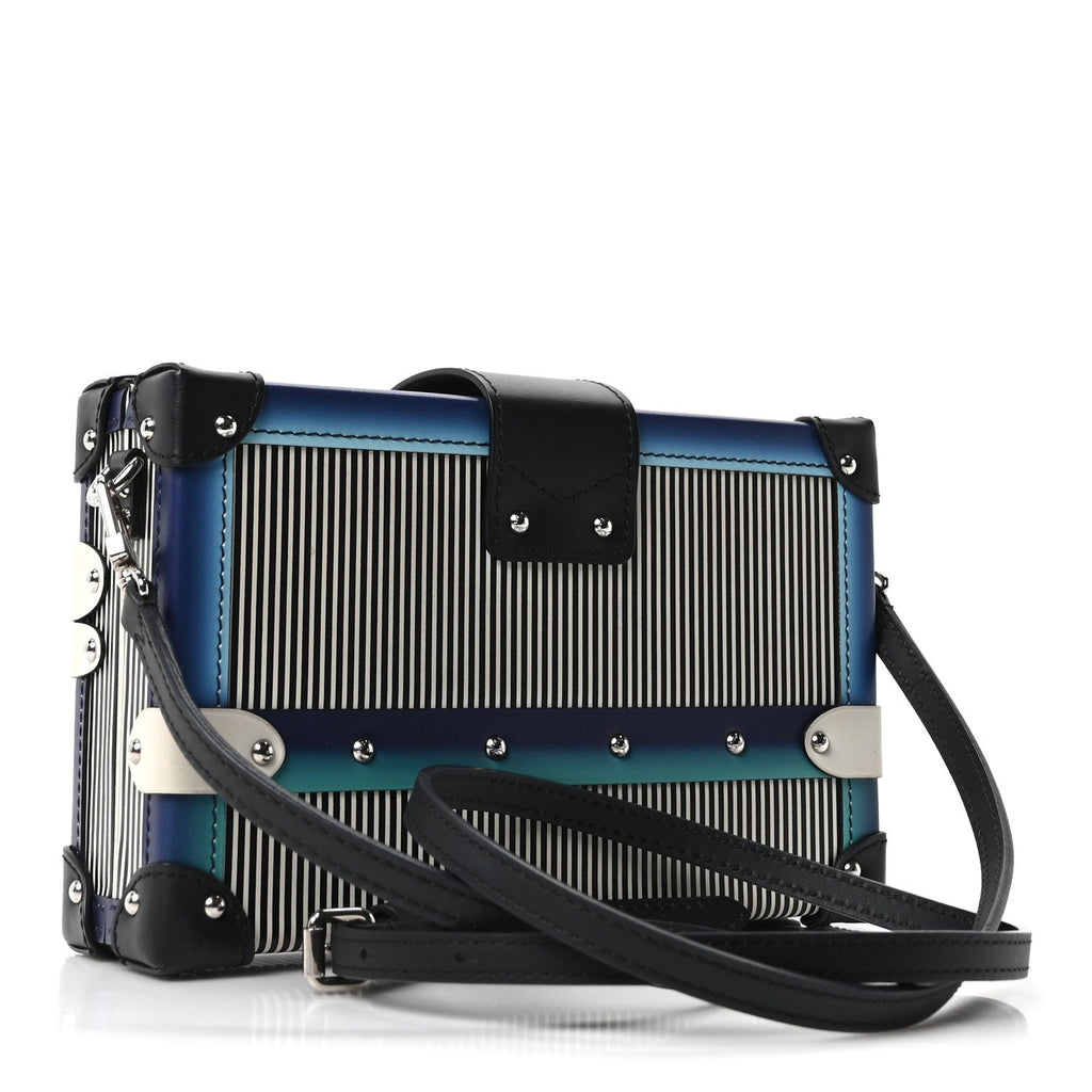 Calfskin Printed Petite Malle Blue