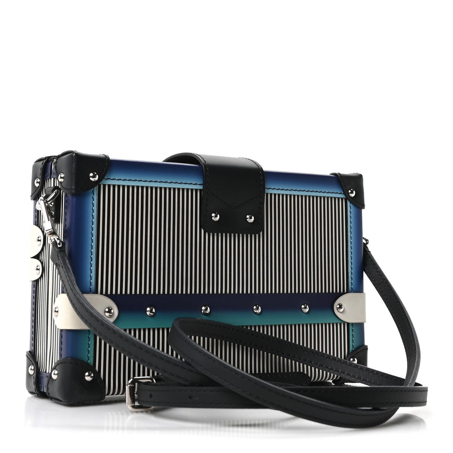 Calfskin Printed Petite Malle Blue
