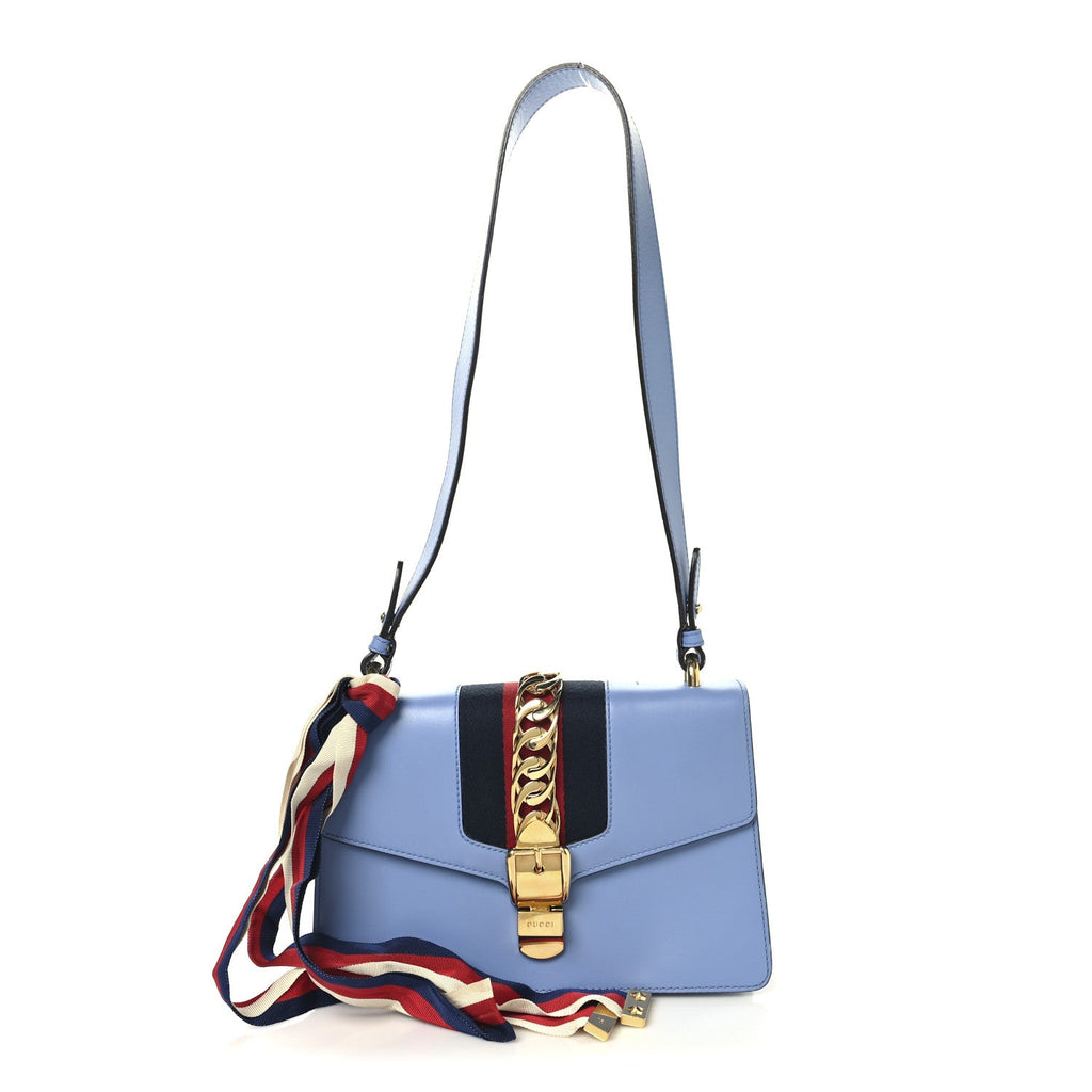 Calfskin Small Sylvie Shoulder Bag Clear Sky Blue