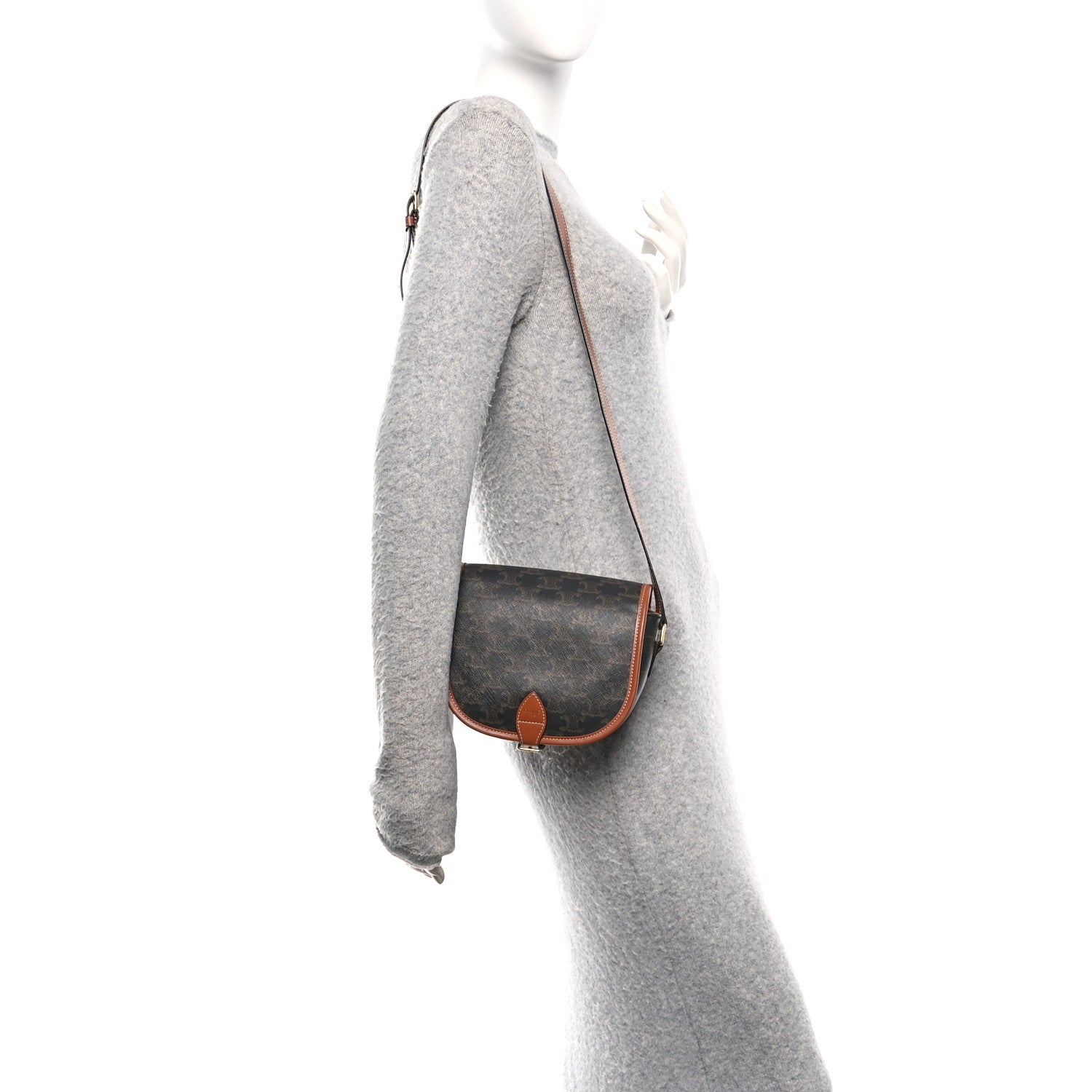 Triomphe Canvas Medium Folco Bag Tan