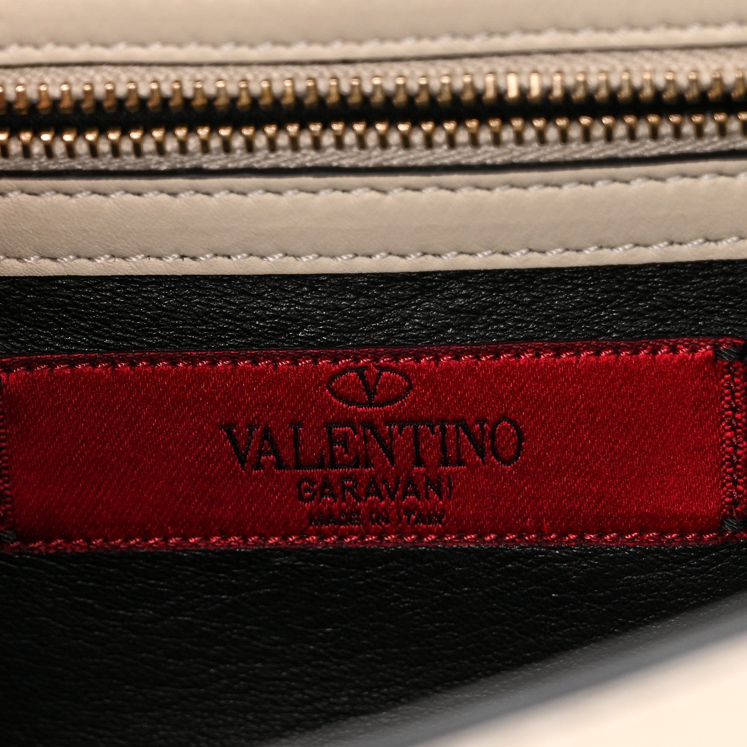 Vitello Small Glam Lock Rockstud Flap Red Ivory Black