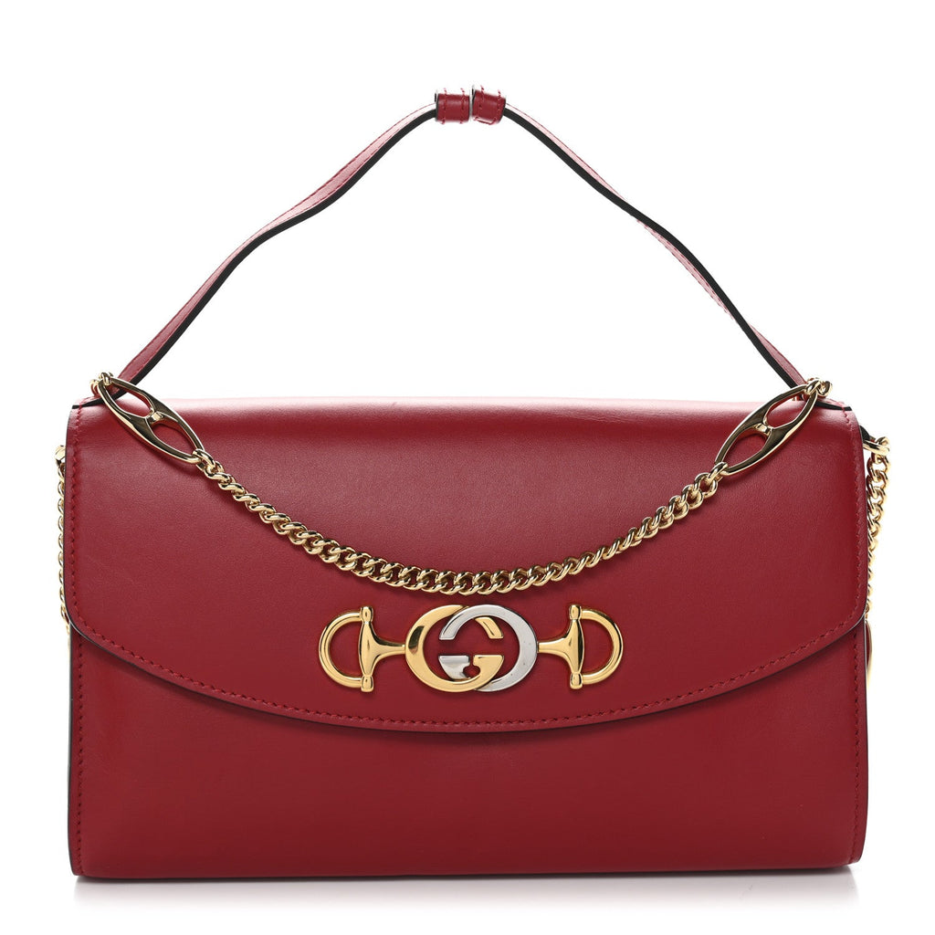 Smooth Calfskin Small Zumi Top Handle Shoulder Bag Hibiscus Red