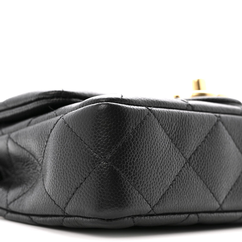 Caviar Quilted Mini Sweetheart Rectangular Flap Black