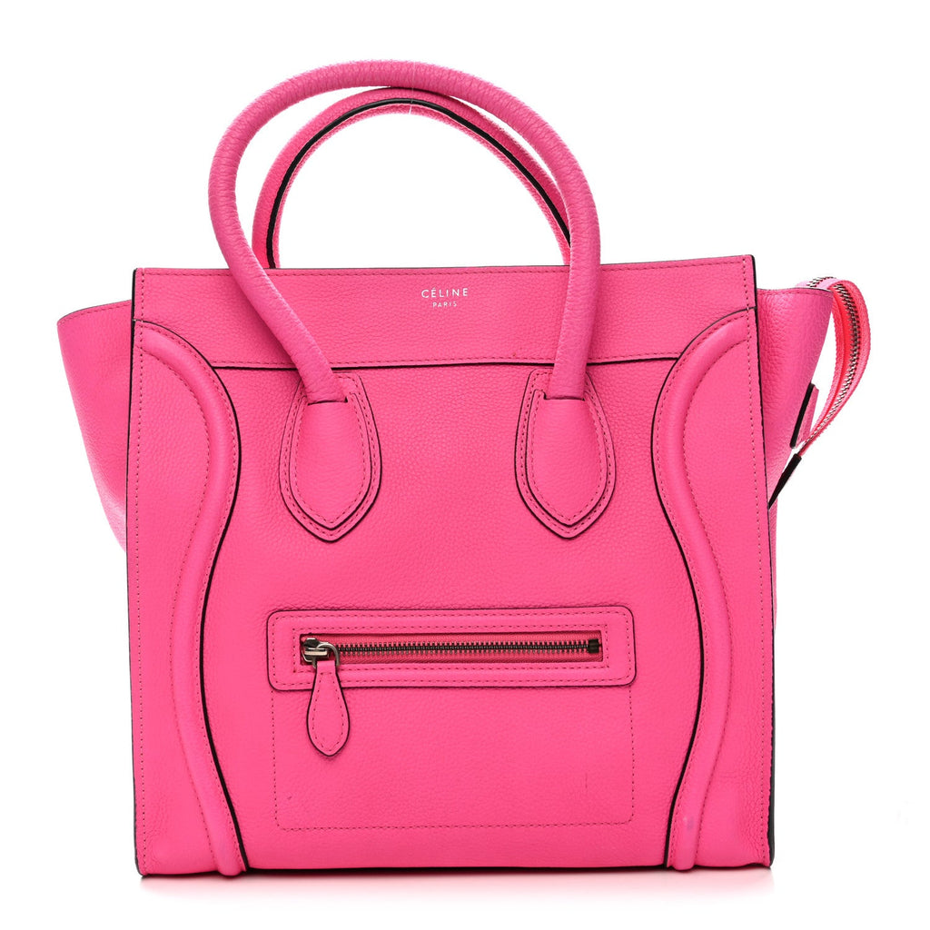 Drummed Calfskin Mini Luggage Fluo Pink