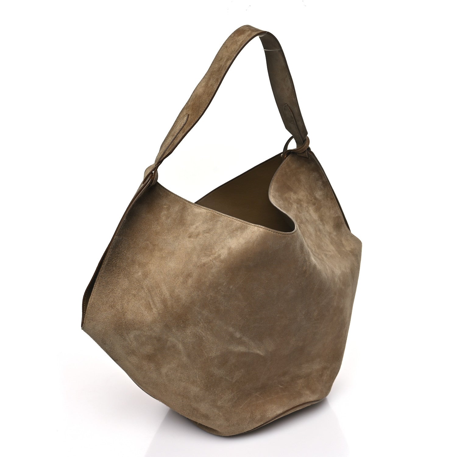 Suede Calfskin Medium Lotus Tote Mud