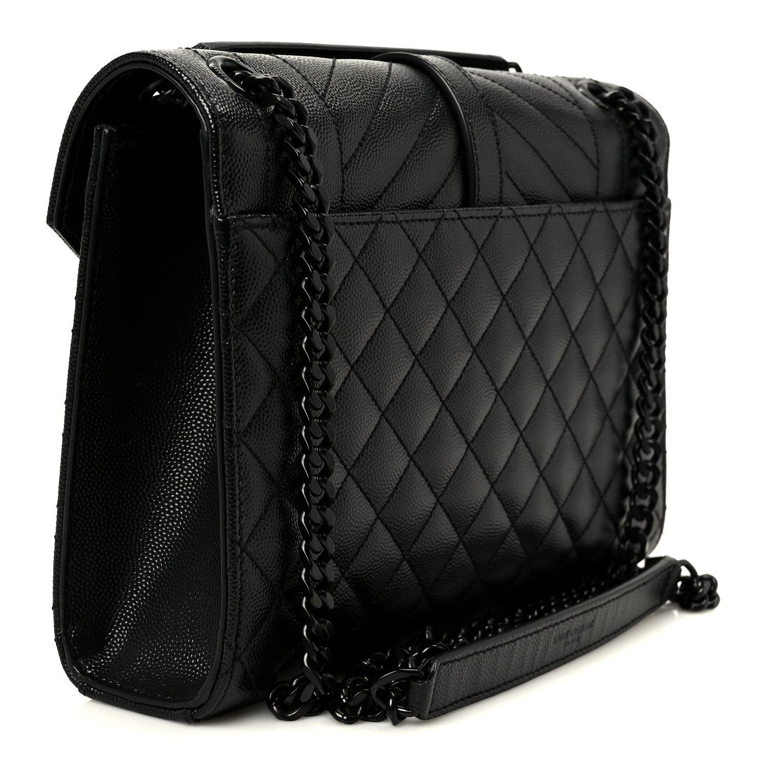 Grain De Poudre Textured Mixed Matelasse Triquilt Medium Monogram Monochrome Satchel Black