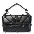 Nappa Monochrome Large Roman Stud Shoulder Bag Black