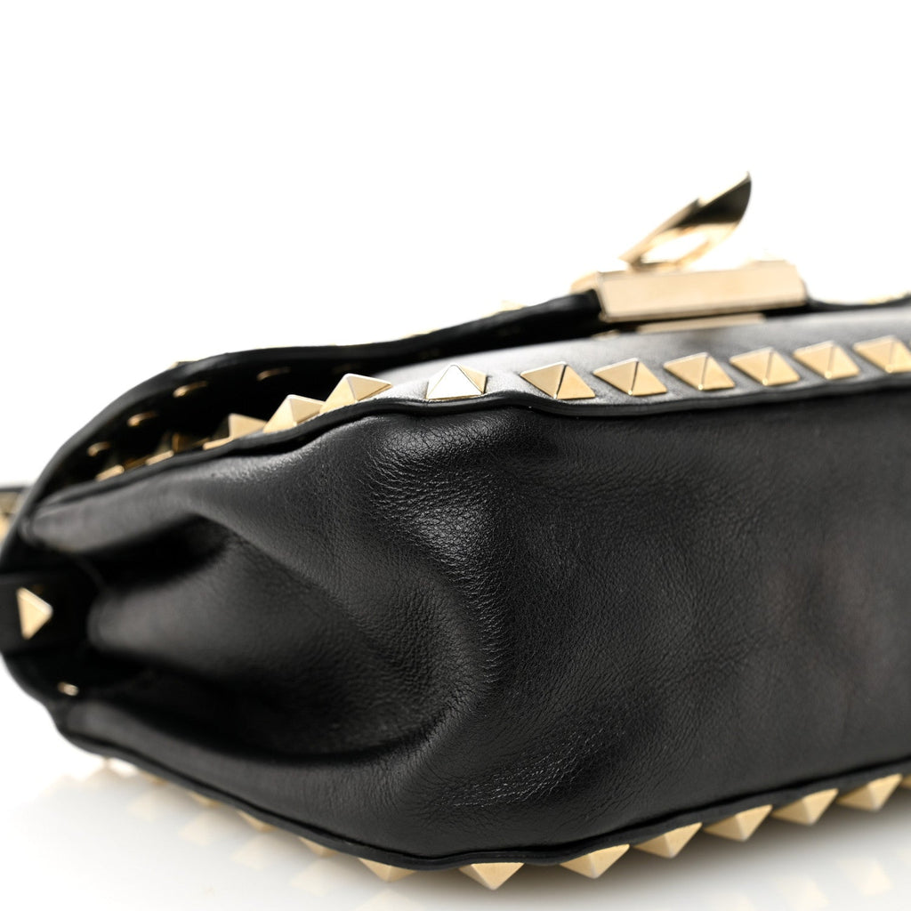 Vitello Mini Rockstud Flap Saddle Crossbody Bag Black