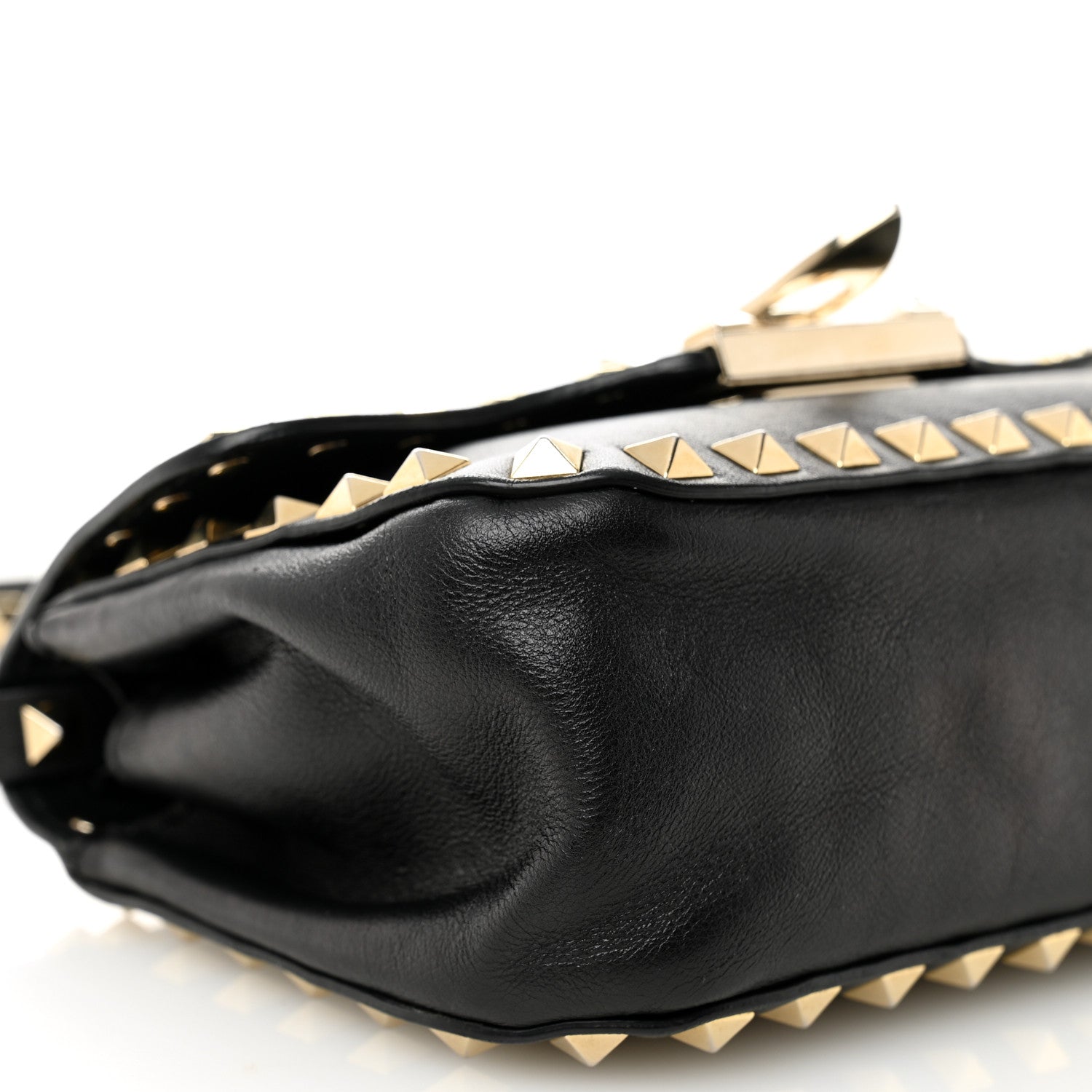 Vitello Mini Rockstud Flap Saddle Crossbody Bag Black
