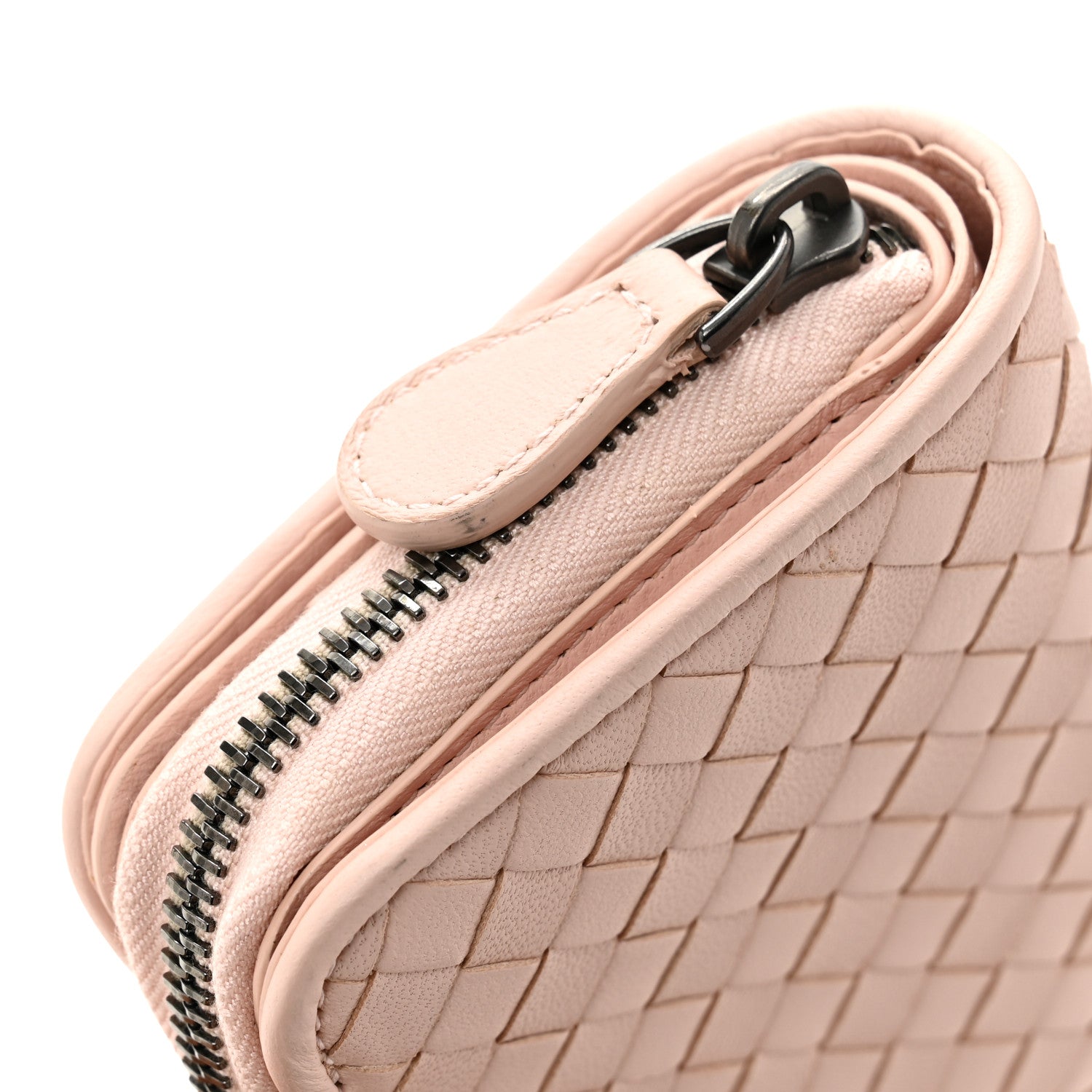 Nappa Intrecciato Small Bi-Fold Zip Wallet Pink