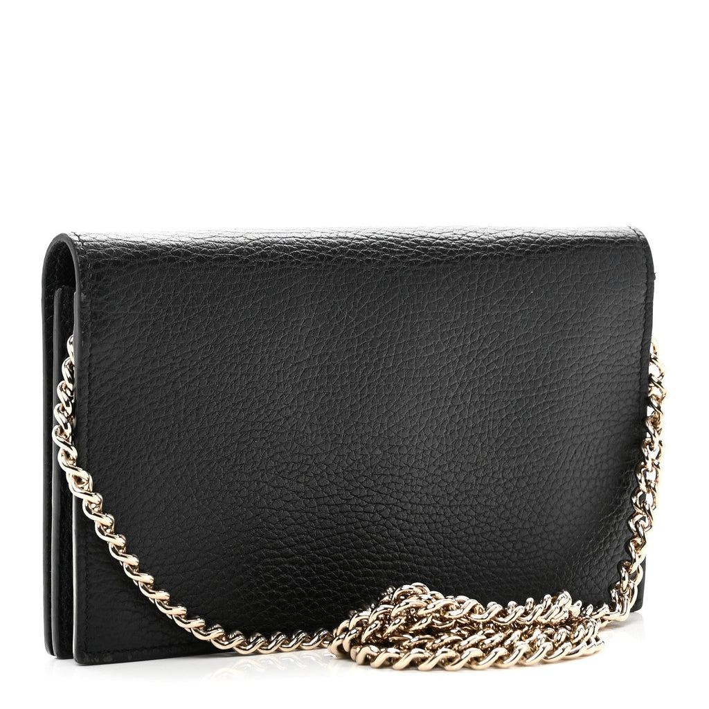 Dollar Calfskin Medium Betty Chain Wallet Black