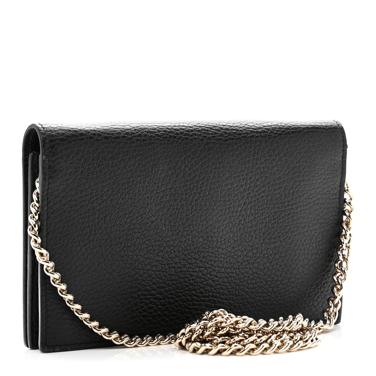 Dollar Calfskin Medium Betty Chain Wallet Black
