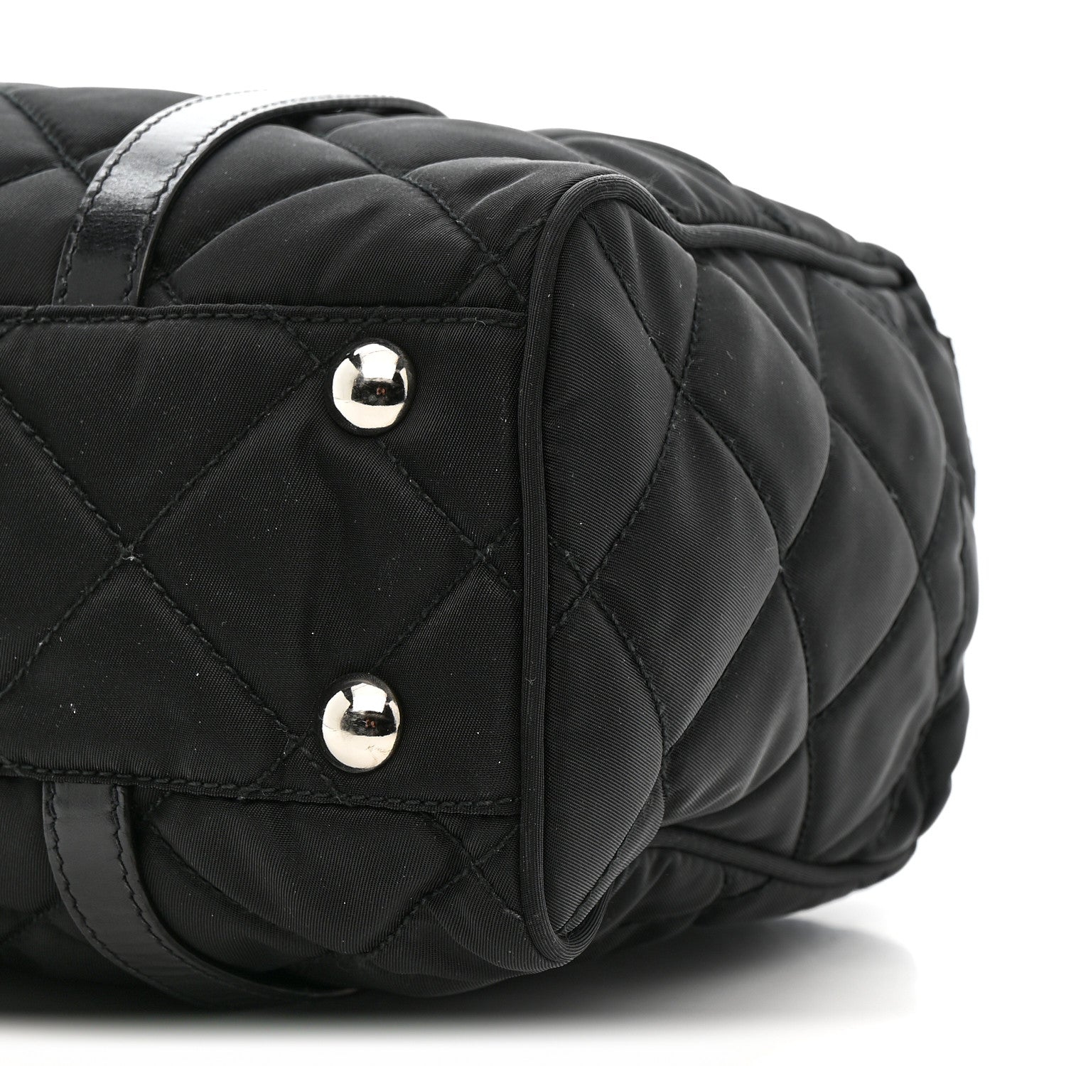 Nylon Tessuto Quilted Chain Shoulder Bag Black