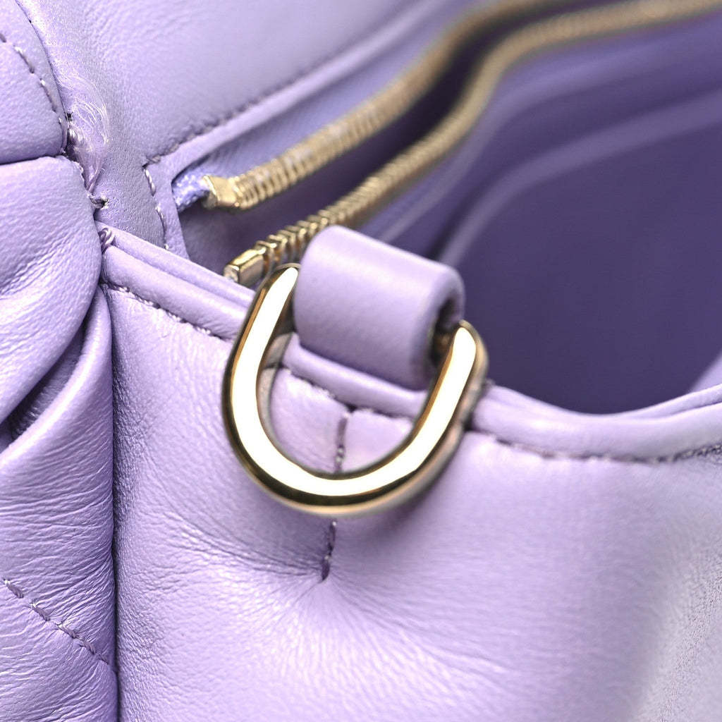 Lambskin Pleated Goya Puffer Bag Light Mauve