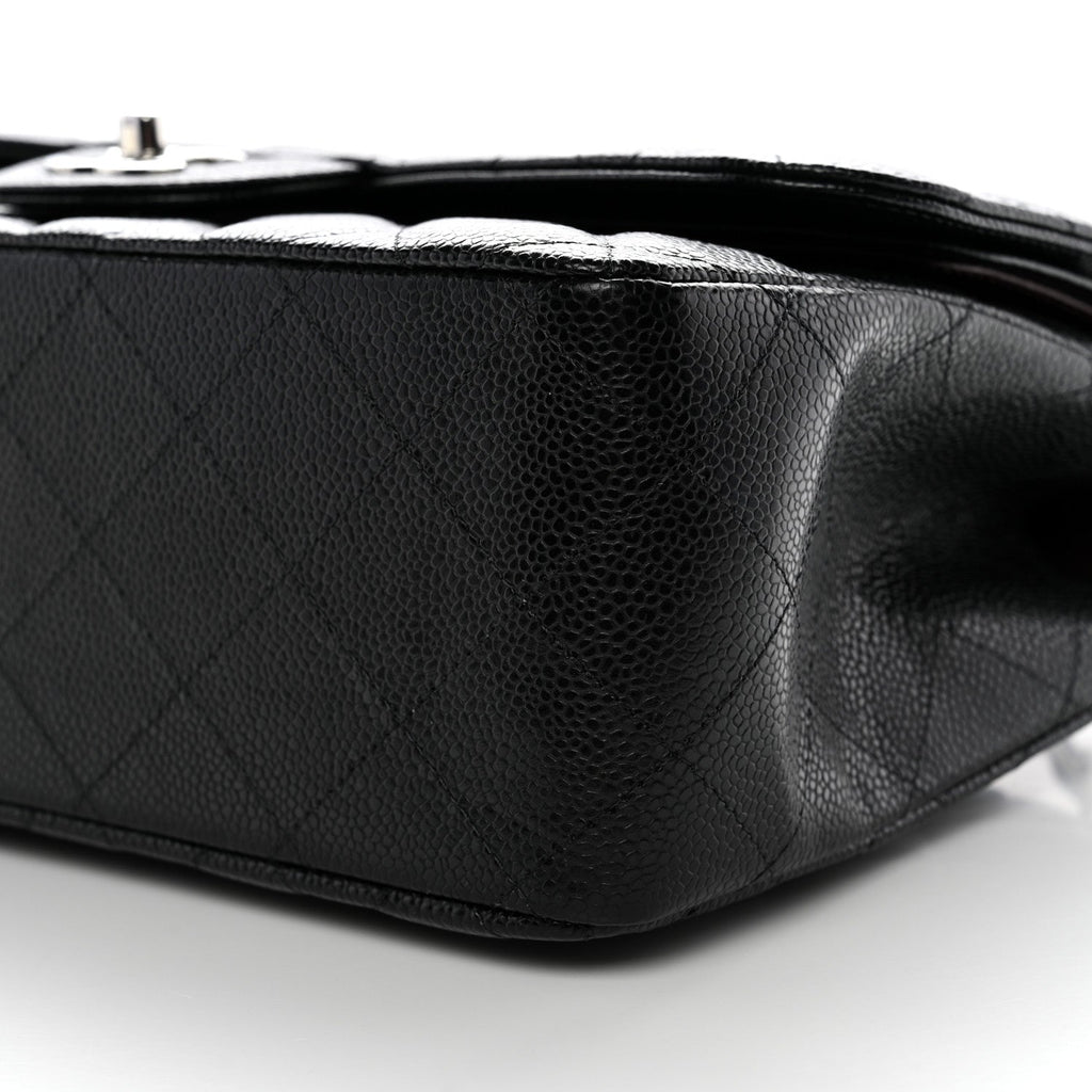 Caviar Quilted Jumbo Double Flap Black