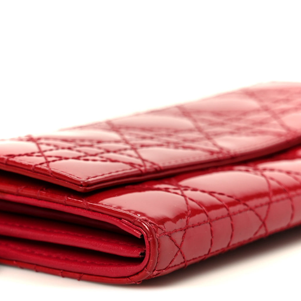 Patent Cannage Lady Dior Rendezvous Wallet On Chain Red