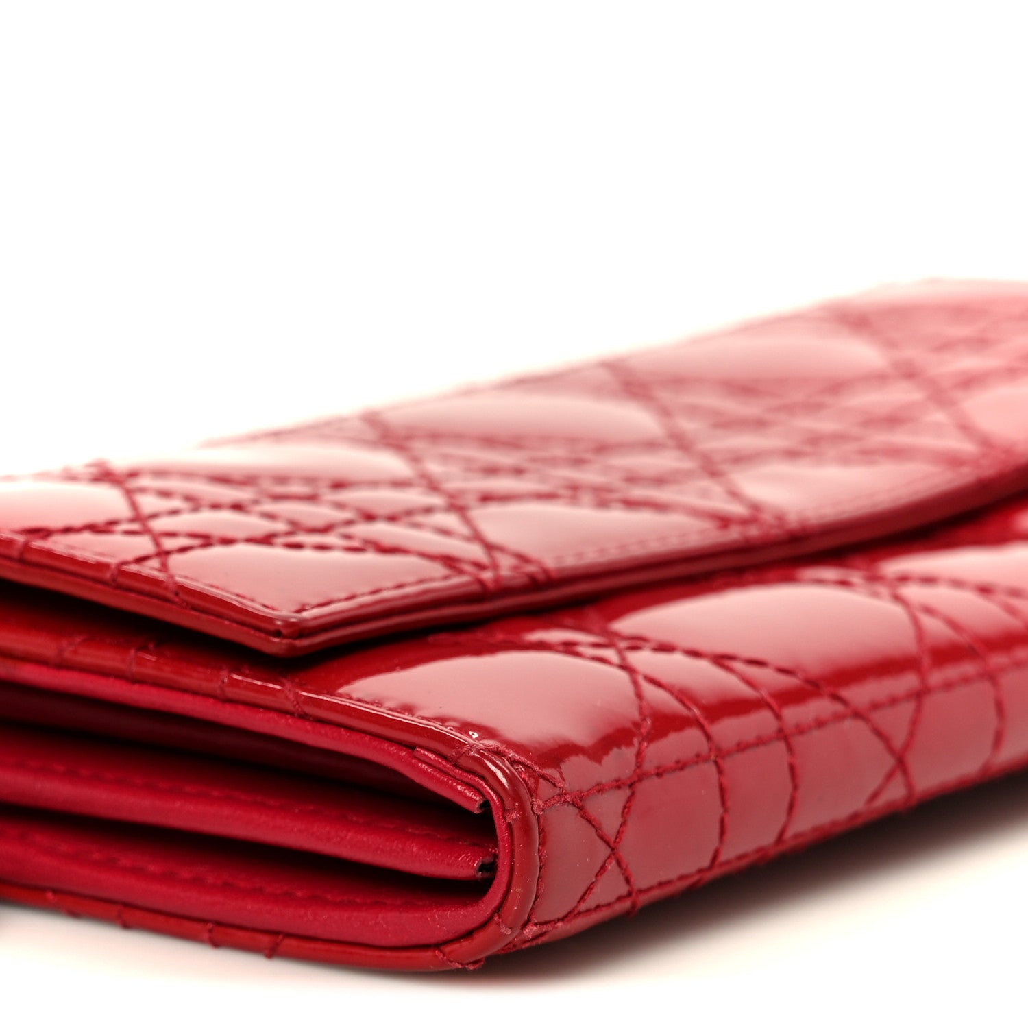Patent Cannage Lady Dior Rendezvous Wallet On Chain Red