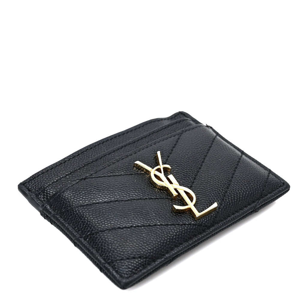 Grain De Poudre Matelasse Chevron Monogram Credit  Case Black