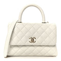 Caviar Quilted Mini Coco Handle Flap White