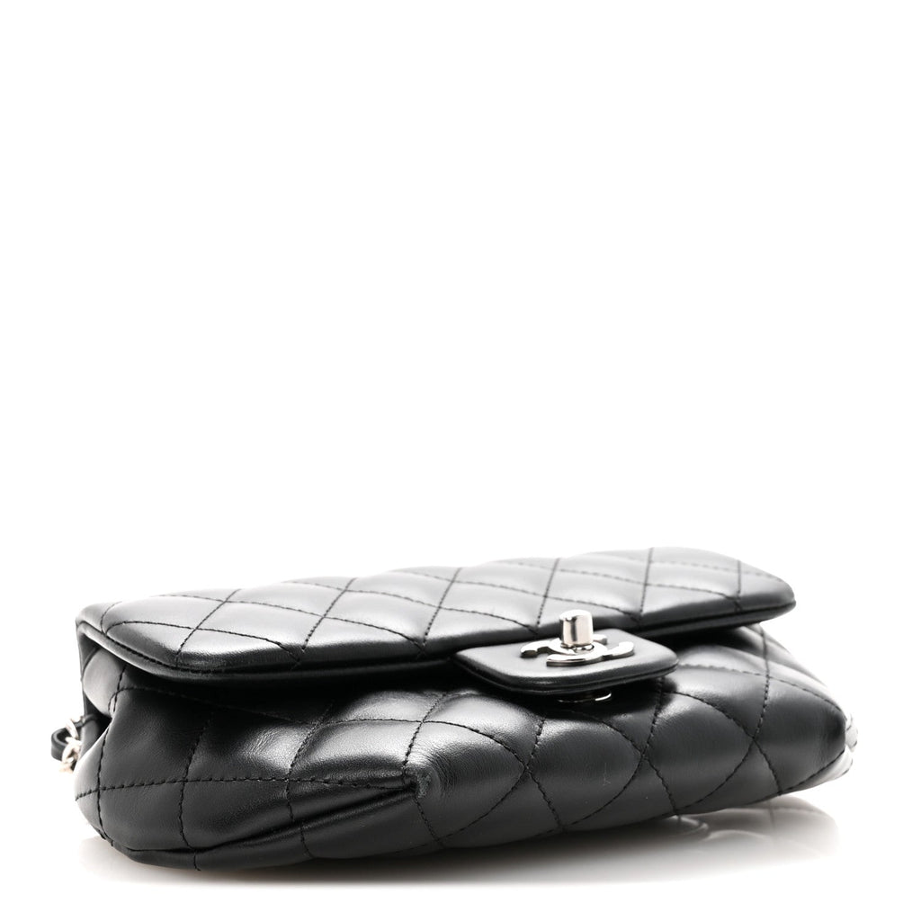 Calfskin Quilted CC Uniform Flap Belt Bag Black