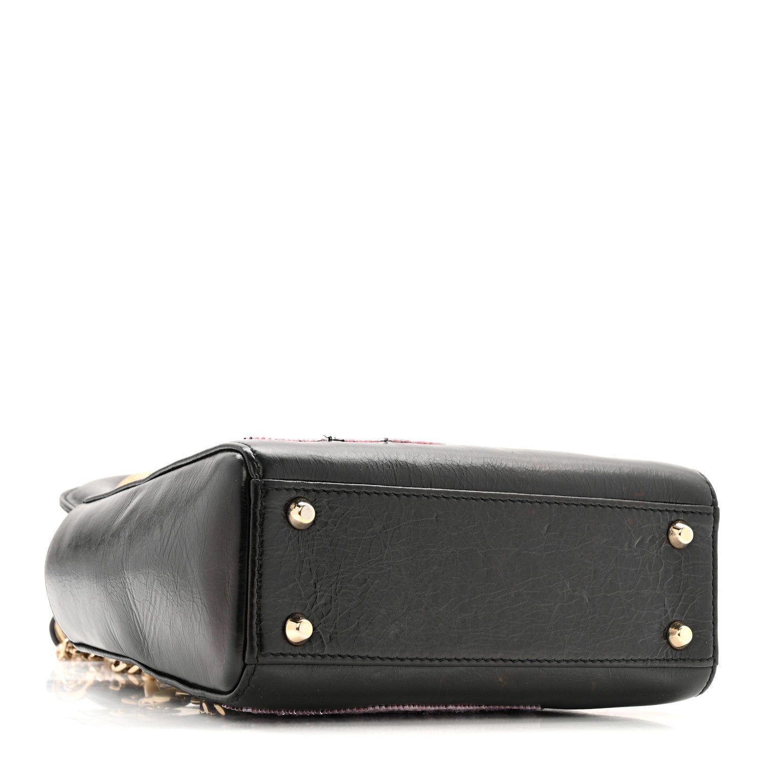 Calfskin Beaded Mini Lady Dior Black