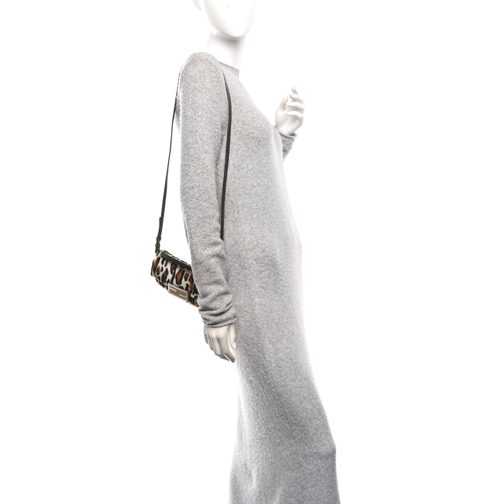 Calf Hair Leopard Print Phone Baguette Moro