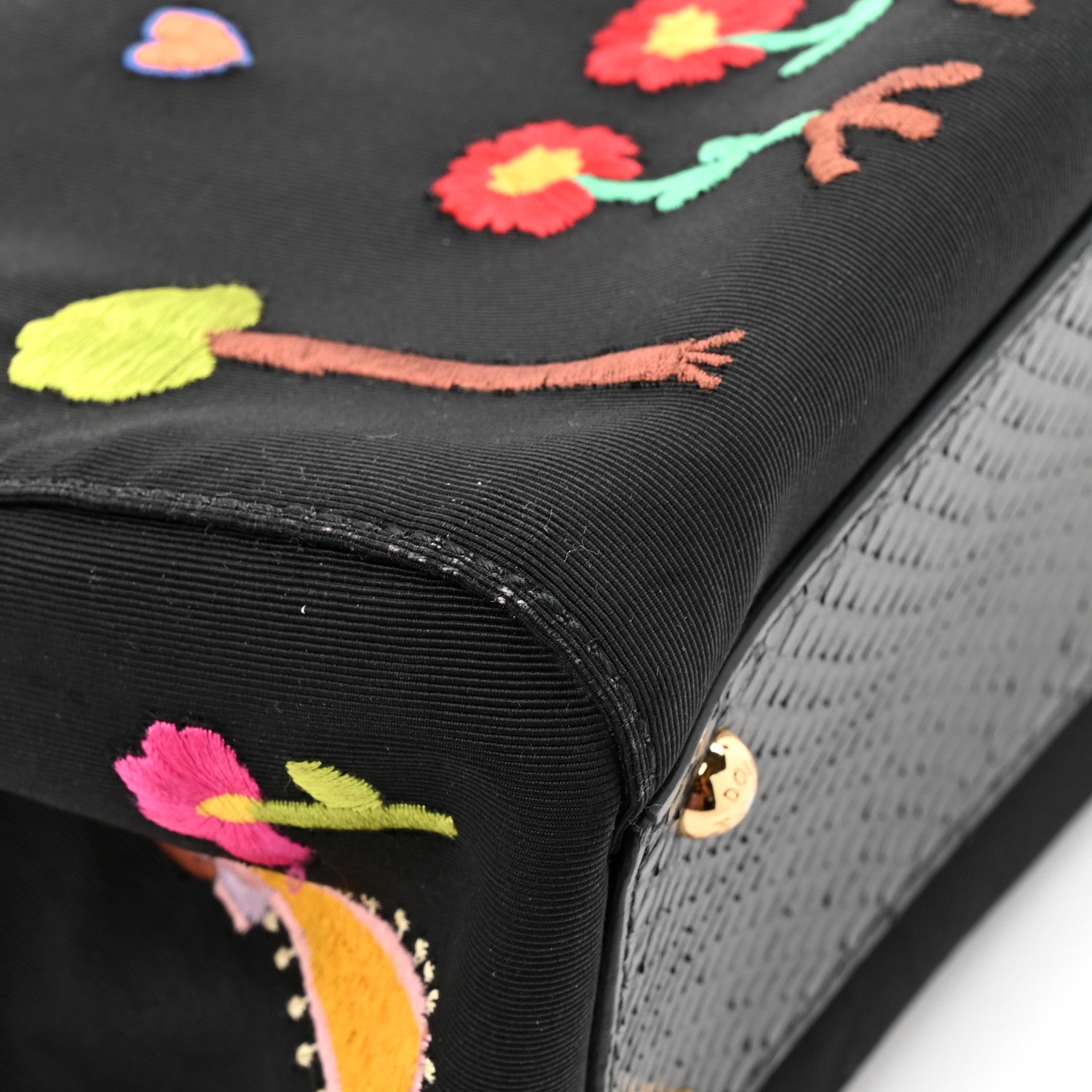 Neoprene Watersnake Embellished Medium Miss Sicily Satchel Black Multicolor