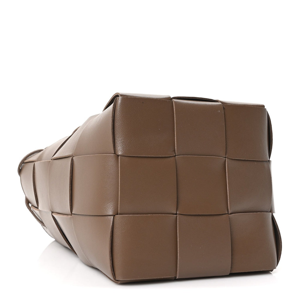 Nappa Maxi Intrecciato Small Cassette Bucket Bag Dark Taupe