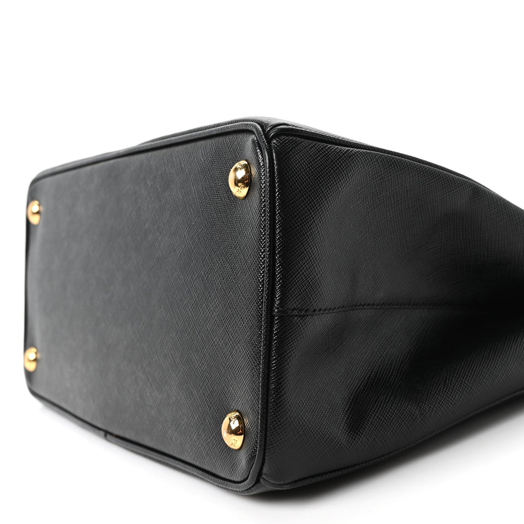 Saffiano Small Galleria Double Zip Tote Black