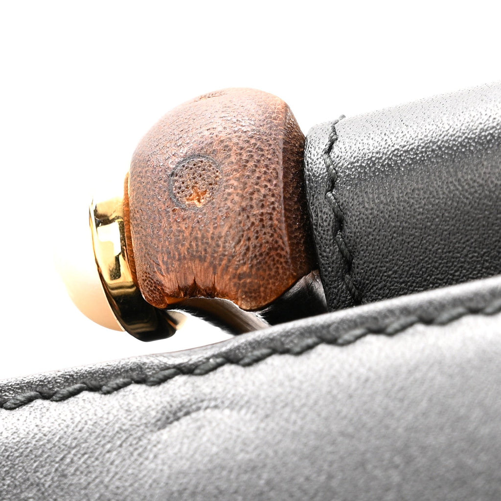 Nappa Bamboo Web Mini Nymphaea Top Handle Bag Black